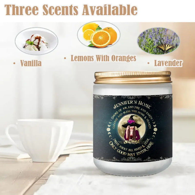 Personalized Witch Candle - Halloween Gift Idea - Smoke Of Air and Fire And Earth Cleanse And Bless This Home and Hearth