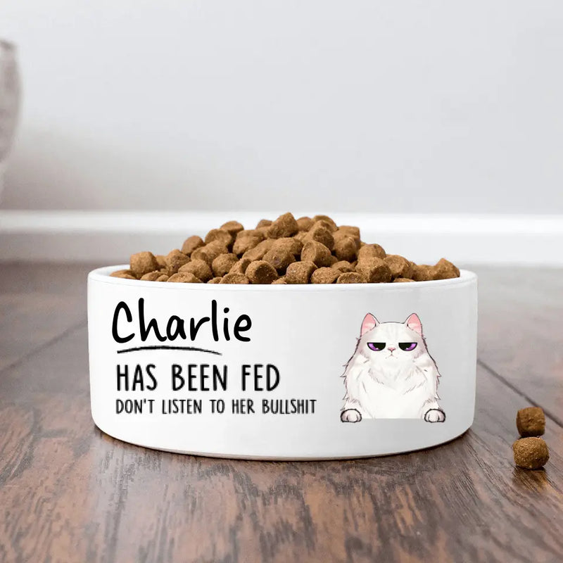 Personalized Cat Bowl - Gift For Cat Lover - The Cat Has Been Fed