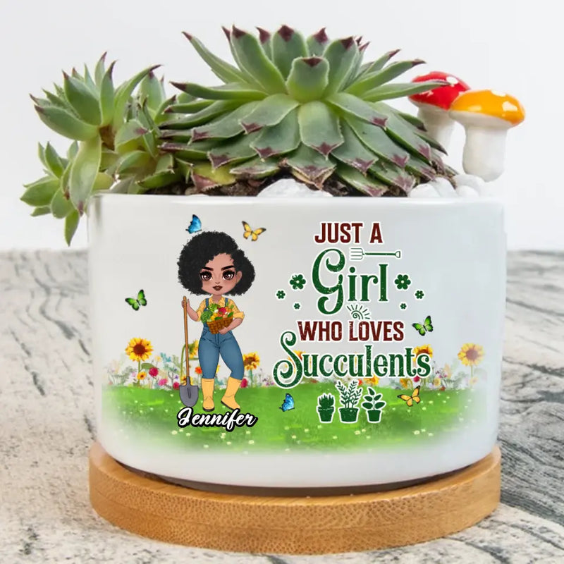 Personalized Plantaholic Plan Pot - Gift for Gardeners, Gardening Lover - Just A Girl Who Loves Succulents