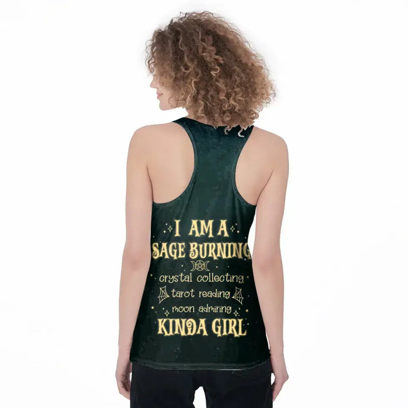 Personalized Witch AOP Women's Racerback Tank Top - Gift Idea for Witch Lovers - I Am A Sage Burning
