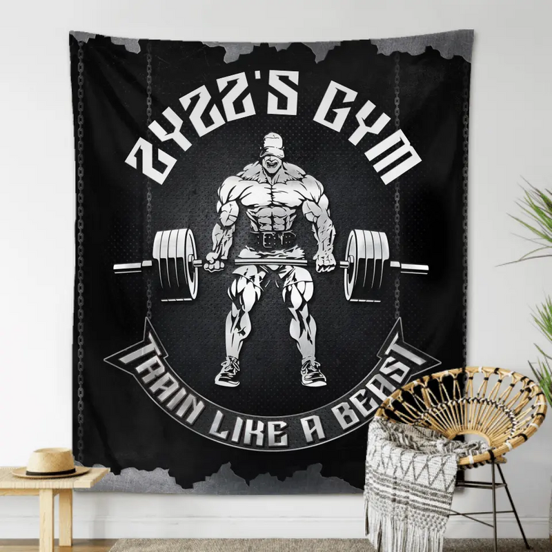 Personalized Muscle Man Tapestry - Gift Idea For Gym Fitness Lovers - Train Like A Beast